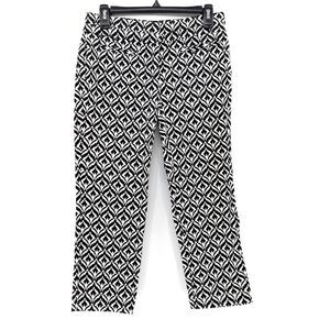 NY&CO Black White Patterned Abstract Mid Rise Cropped Ankle Pants Size 2